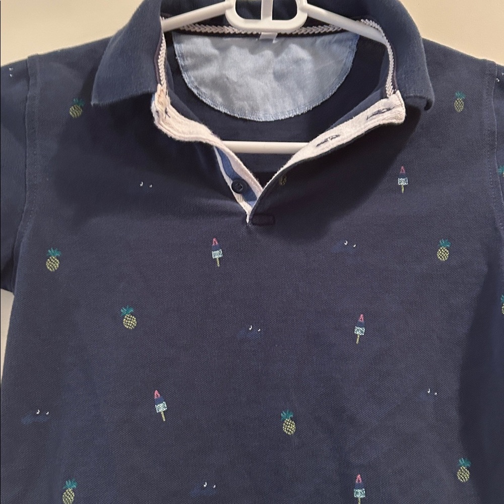Marks and Spencer kids pineapple ice pop print polo shirt short sleeve 6-7yrs